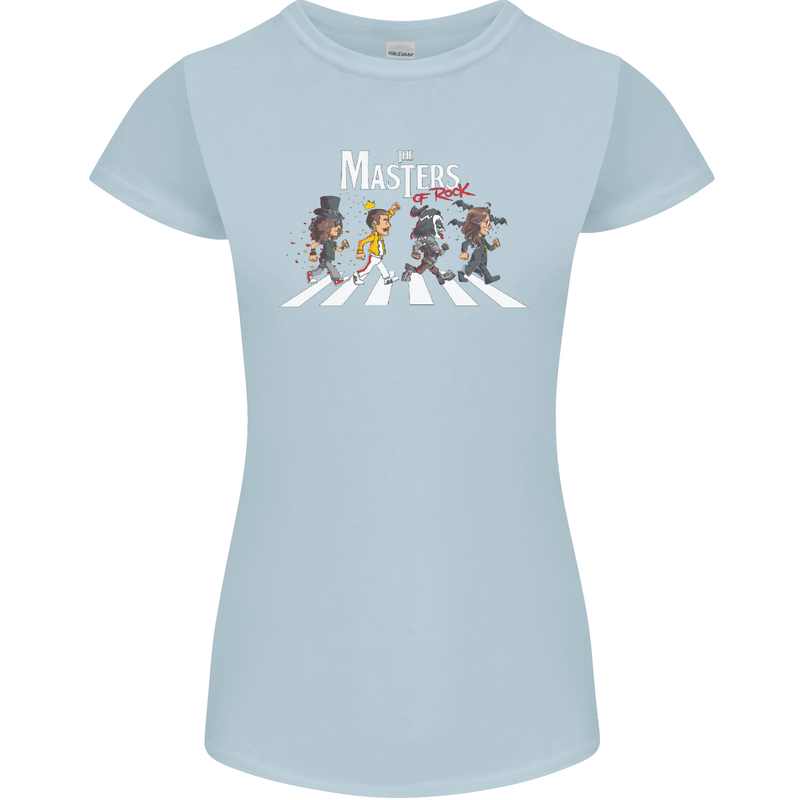 Masters of Rock Band Music Heavy Metal Womens Petite Cut T-Shirt Light Blue