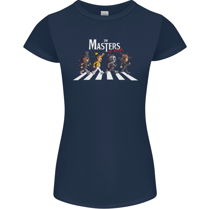 Masters of Rock Band Music Heavy Metal Womens Petite Cut T-Shirt Navy Blue