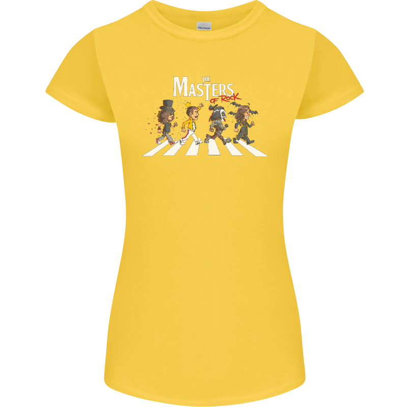 Masters of Rock Band Music Heavy Metal Womens Petite Cut T-Shirt Yellow