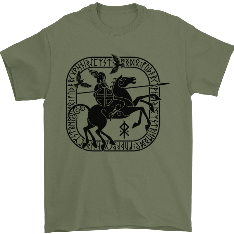 Masters of the Sea Vikings Valhalla Sailing Sailor Mens T-Shirt Cotton Gildan Military Green