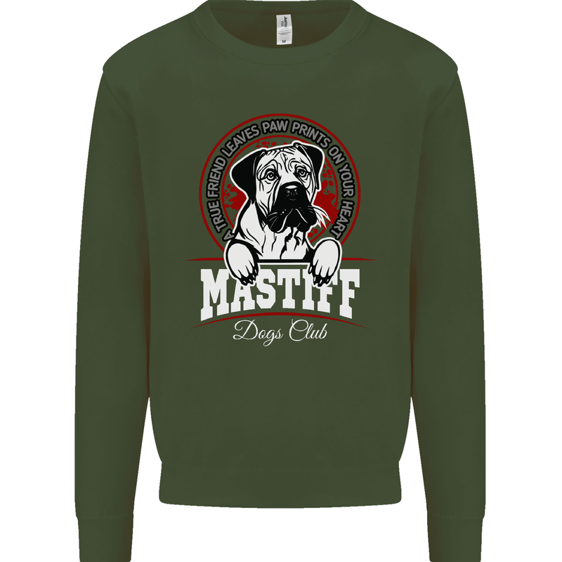 Mastiff Heart Funny Dog Kids Sweatshirt Jumper Forest Green