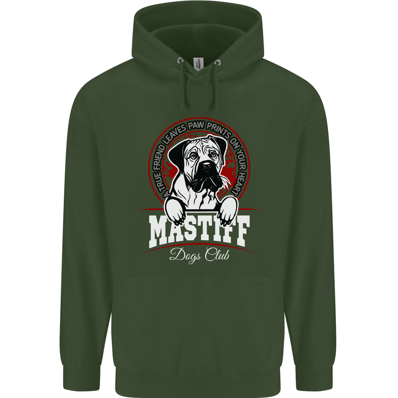 Mastiff Heart Funny Dog Mens 80% Cotton Hoodie Forest Green