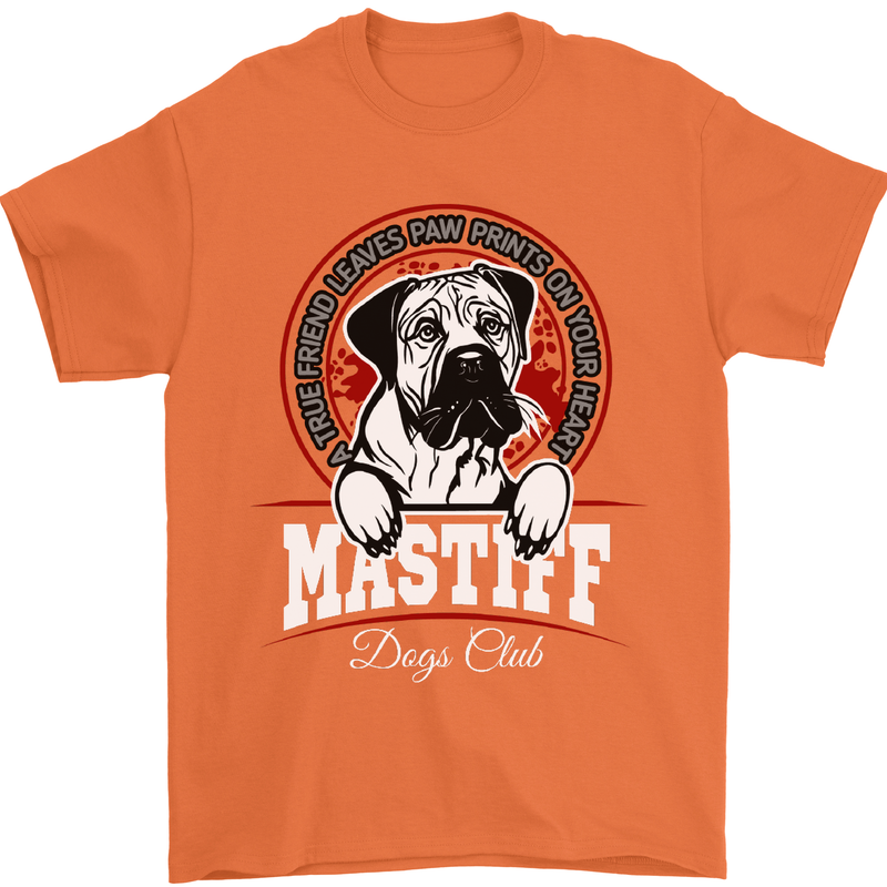 Mastiff Heart Funny Dog Mens T-Shirt Cotton Gildan Orange