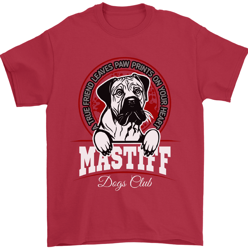 Mastiff Heart Funny Dog Mens T-Shirt Cotton Gildan Red
