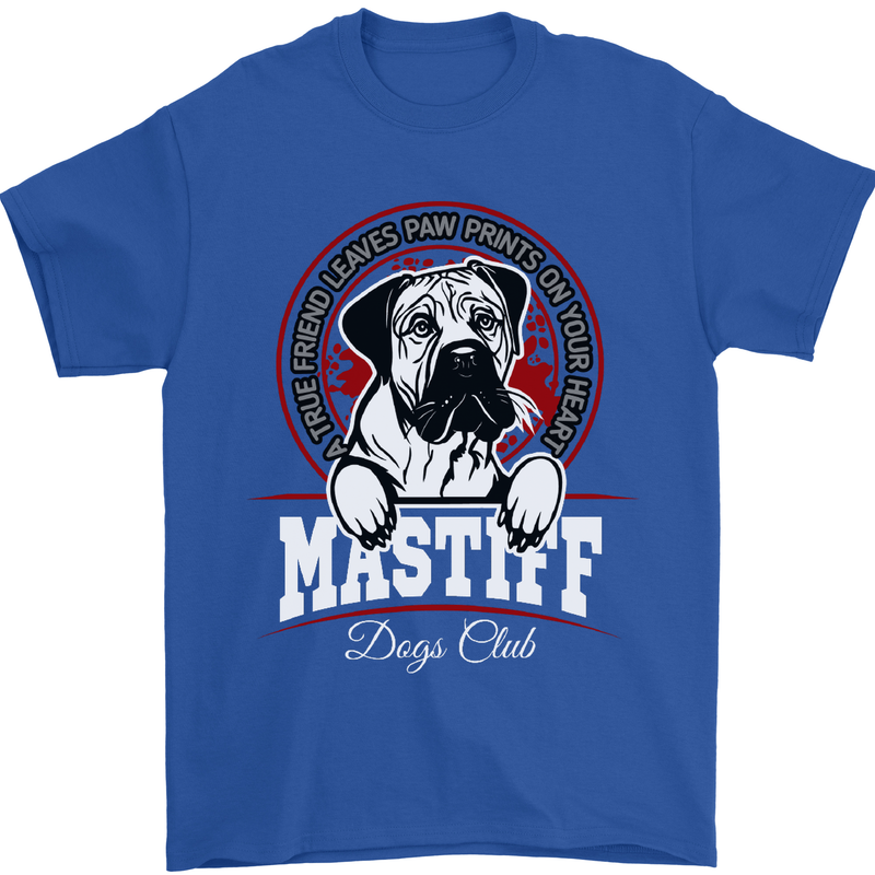 Mastiff Heart Funny Dog Mens T-Shirt Cotton Gildan Royal Blue