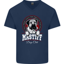 Mastiff Heart Funny Dog Mens V-Neck Cotton T-Shirt Navy Blue