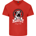 Mastiff Heart Funny Dog Mens V-Neck Cotton T-Shirt Red