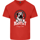 Mastiff Heart Funny Dog Mens V-Neck Cotton T-Shirt Red