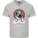 Mastiff Heart Funny Dog Mens V-Neck Cotton T-Shirt Sports Grey