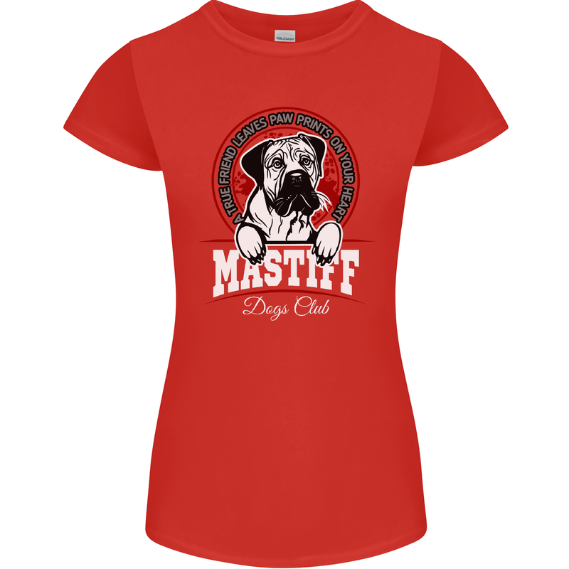 Mastiff Heart Funny Dog Womens Petite Cut T-Shirt Red