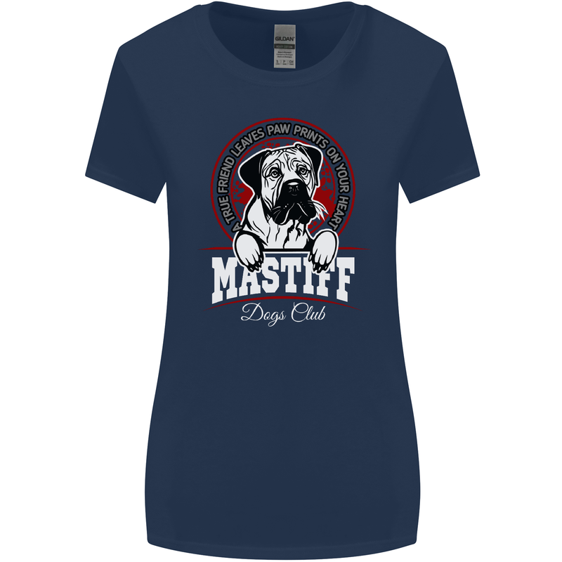 Mastiff Heart Funny Dog Womens Wider Cut T-Shirt Navy Blue