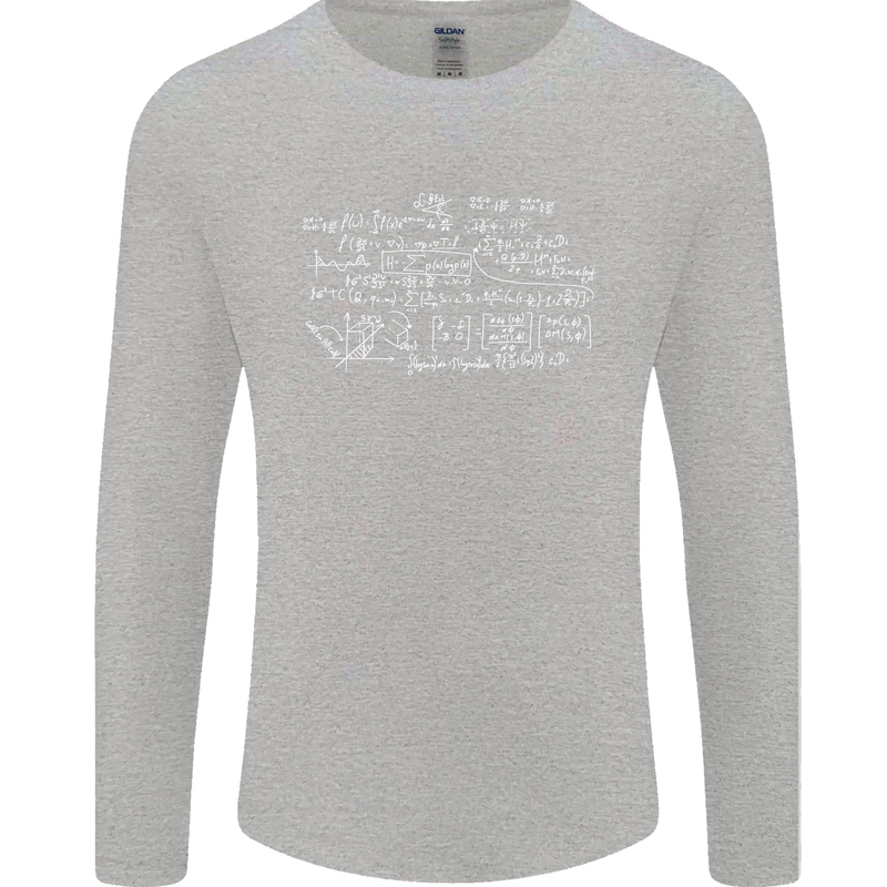 Mathematical Formula Funny Maths Mens Long Sleeve T-Shirt Sports Grey