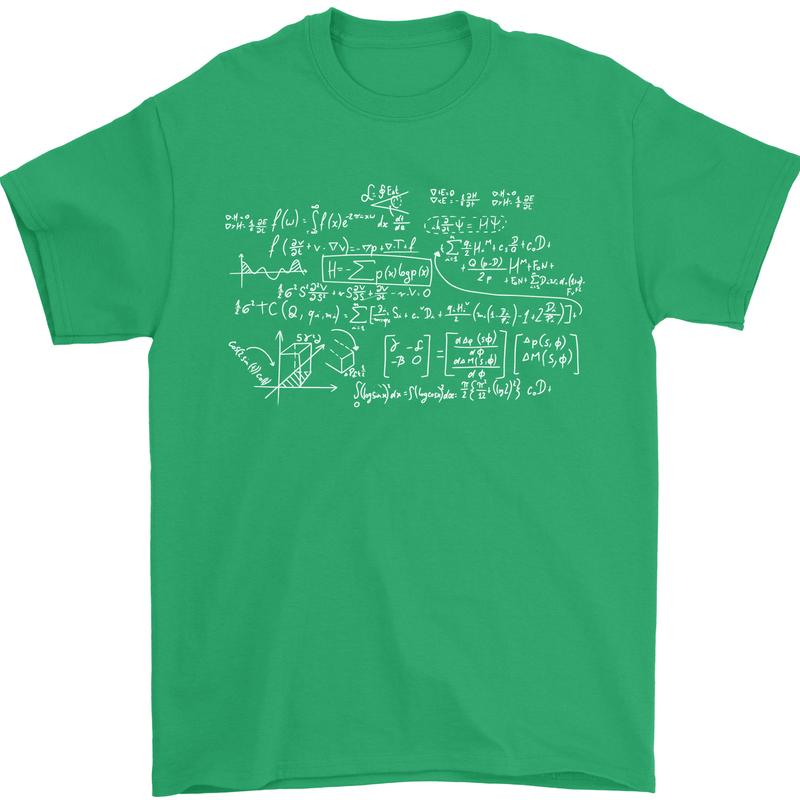 Mathematical Formula Funny Maths Mens T-Shirt Cotton Gildan Irish Green