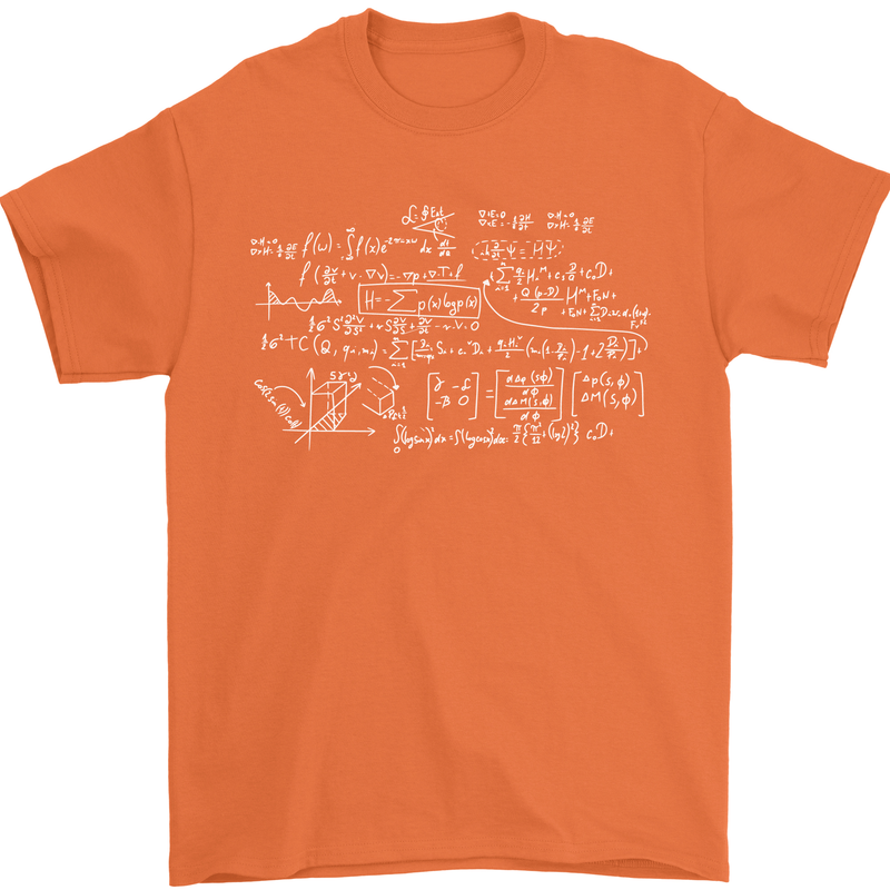 Mathematical Formula Funny Maths Mens T-Shirt Cotton Gildan Orange