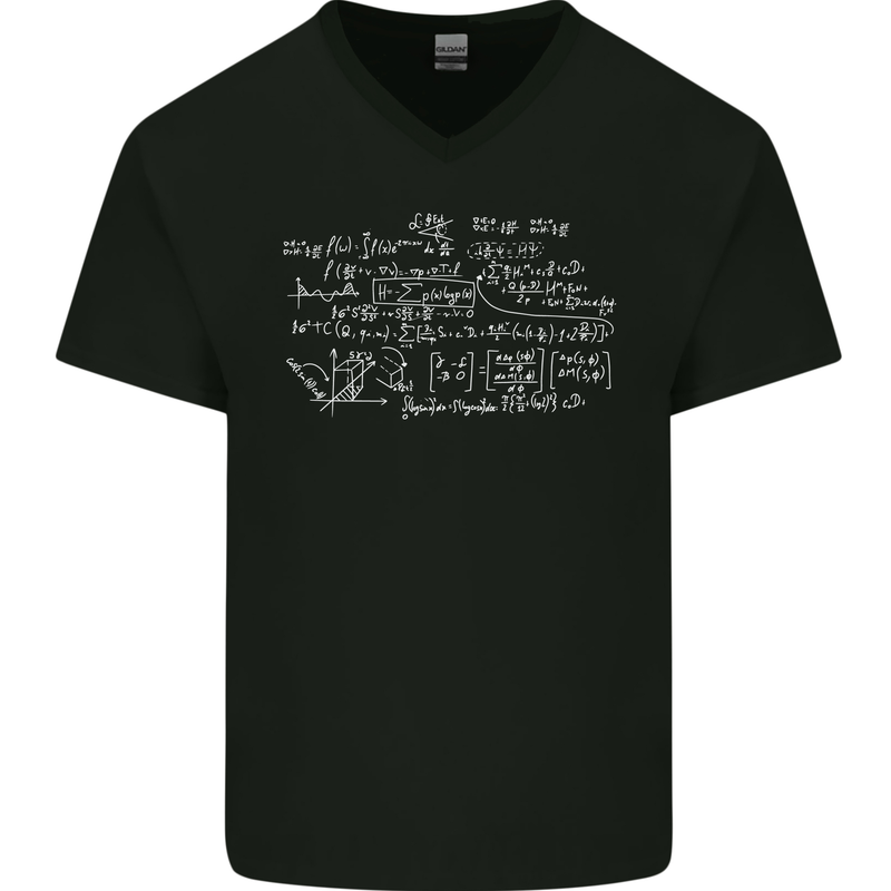 Mathematical Formula Funny Maths Mens V-Neck Cotton T-Shirt Black