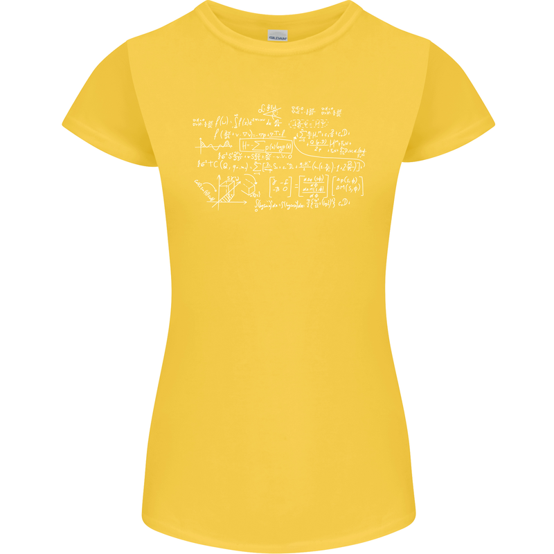 Mathematical Formula Funny Maths Womens Petite Cut T-Shirt Yellow