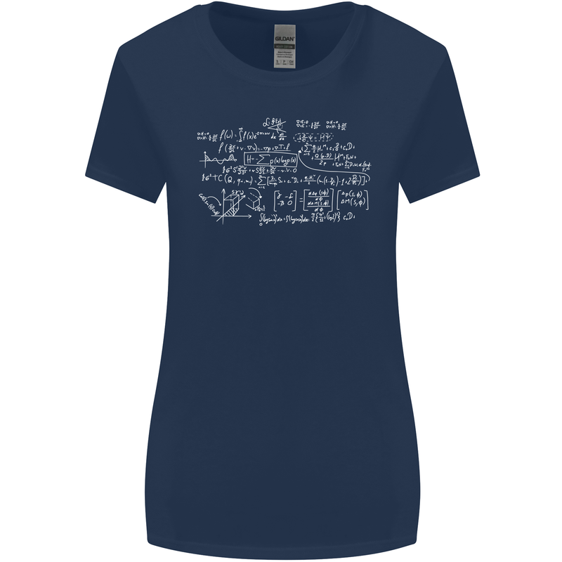 Mathematical Formula Funny Maths Womens Wider Cut T-Shirt Navy Blue