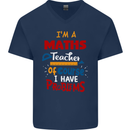 Maths Teacher Have Problems Funny Teaching Mens V-Neck Cotton T-Shirt Navy Blue