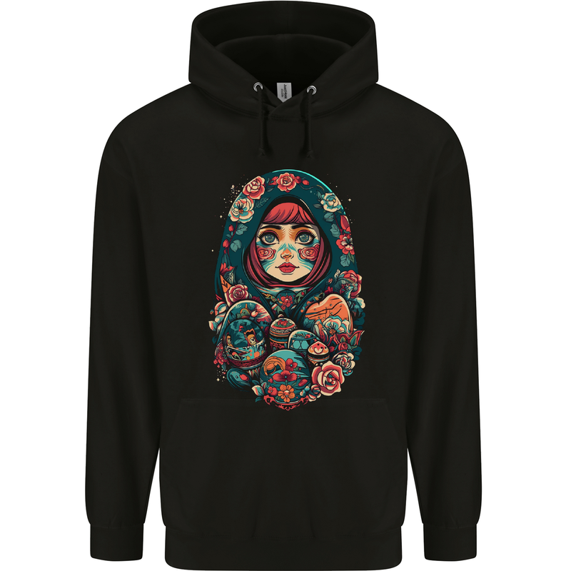 Matryoshka Doll Russian Girl Fantasy Childrens Kids Hoodie Black