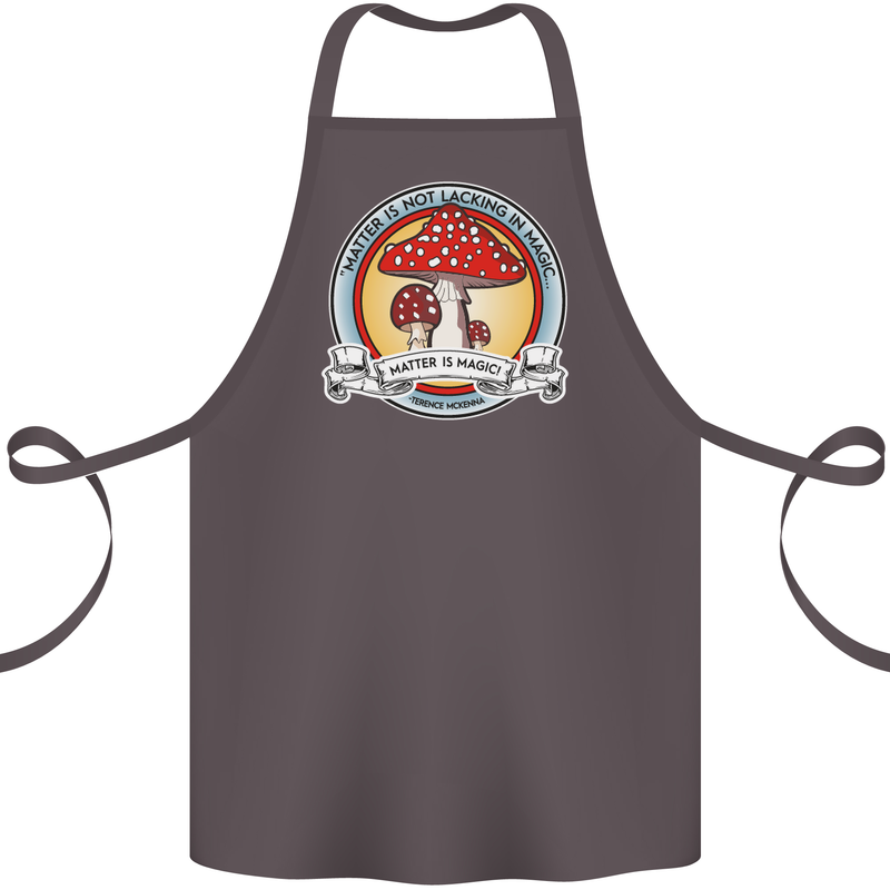 Matter Is Not Lacking in Magic Mushroom LSD Cotton Apron 100% Organic Dark Grey