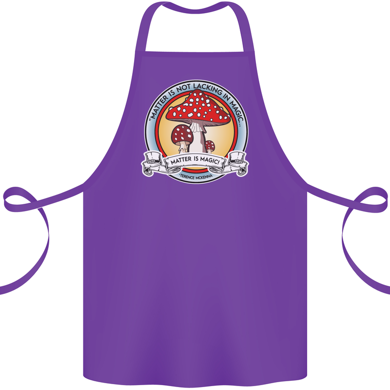 Matter Is Not Lacking in Magic Mushroom LSD Cotton Apron 100% Organic Purple