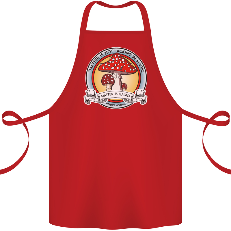 Matter Is Not Lacking in Magic Mushroom LSD Cotton Apron 100% Organic Red