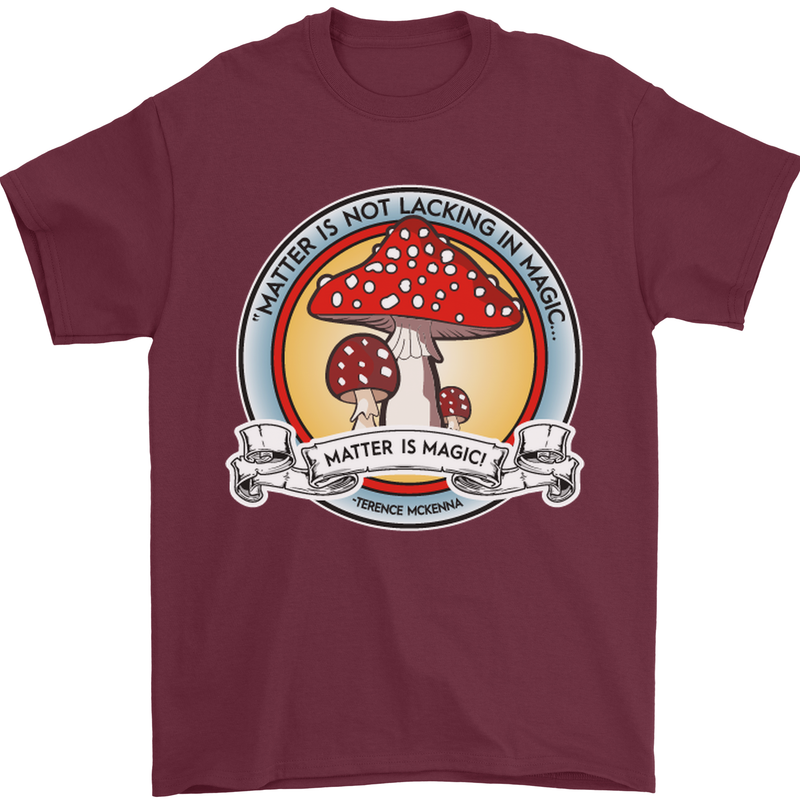 Matter Is Not Lacking in Magic Mushroom LSD Mens T-Shirt Cotton Gildan Maroon