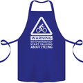May Start Talking About Cycling Cyclist Cotton Apron 100% Organic Royal Blue