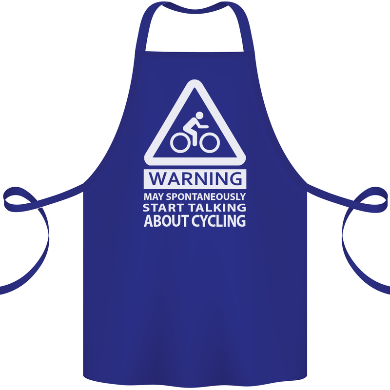 May Start Talking About Cycling Cyclist Cotton Apron 100% Organic Royal Blue