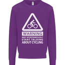 May Start Talking About Cycling Cyclist Kids Sweatshirt Jumper Purple