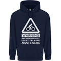 May Start Talking About Cycling Cyclist Mens 80% Cotton Hoodie Navy Blue