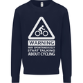 May Start Talking About Cycling Cyclist Mens Sweatshirt Jumper Navy Blue