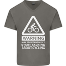 May Start Talking About Cycling Cyclist Mens V-Neck Cotton T-Shirt Charcoal
