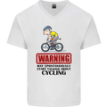 May Start Talking About Cycling Cyclist Mens V-Neck Cotton T-Shirt White