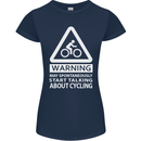 May Start Talking About Cycling Cyclist Womens Petite Cut T-Shirt Navy Blue