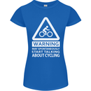 May Start Talking About Cycling Cyclist Womens Petite Cut T-Shirt Royal Blue