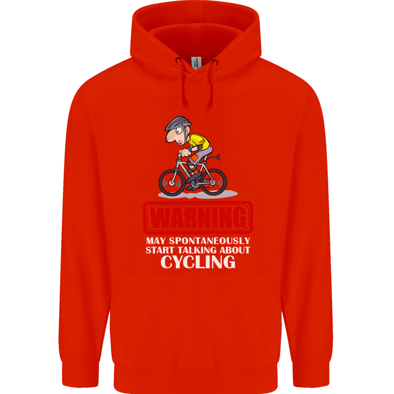May Start Talking About Cycling Funny Childrens Kids Hoodie Bright Red
