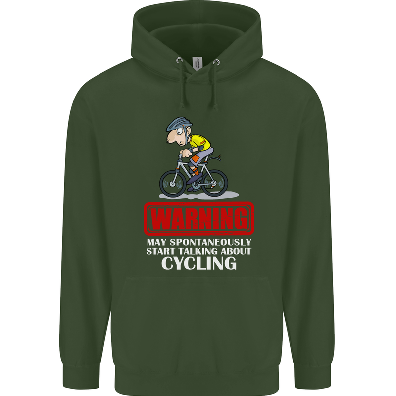 May Start Talking About Cycling Funny Childrens Kids Hoodie Forest Green
