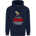 May Start Talking About Cycling Funny Childrens Kids Hoodie Navy Blue