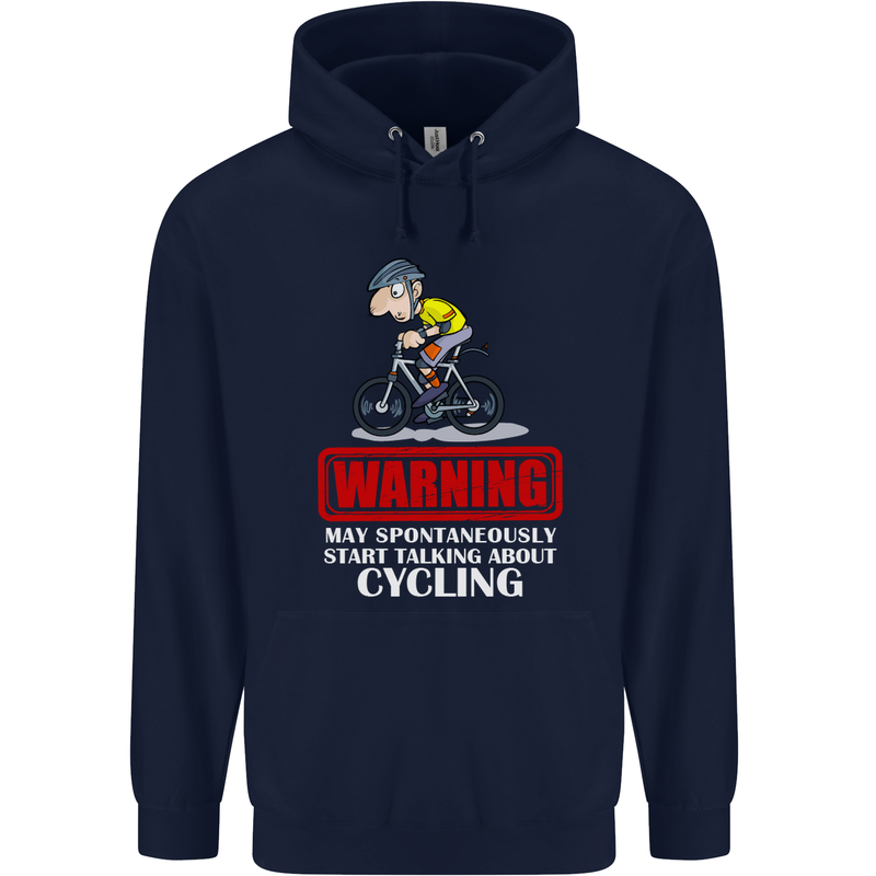 May Start Talking About Cycling Funny Childrens Kids Hoodie Navy Blue