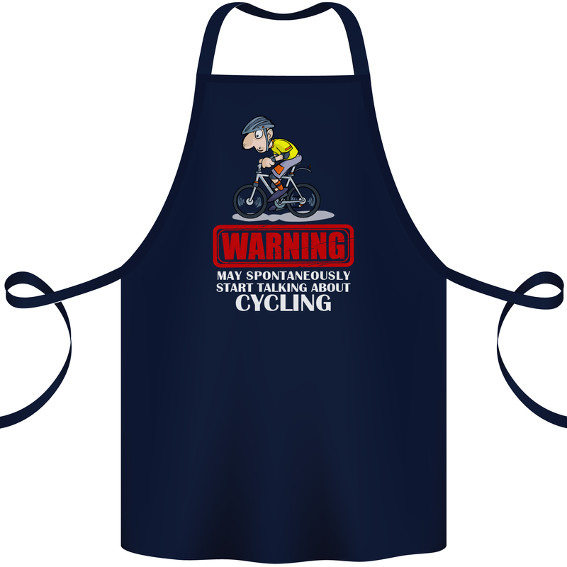 May Start Talking About Cycling Funny Cotton Apron 100% Organic Navy Blue