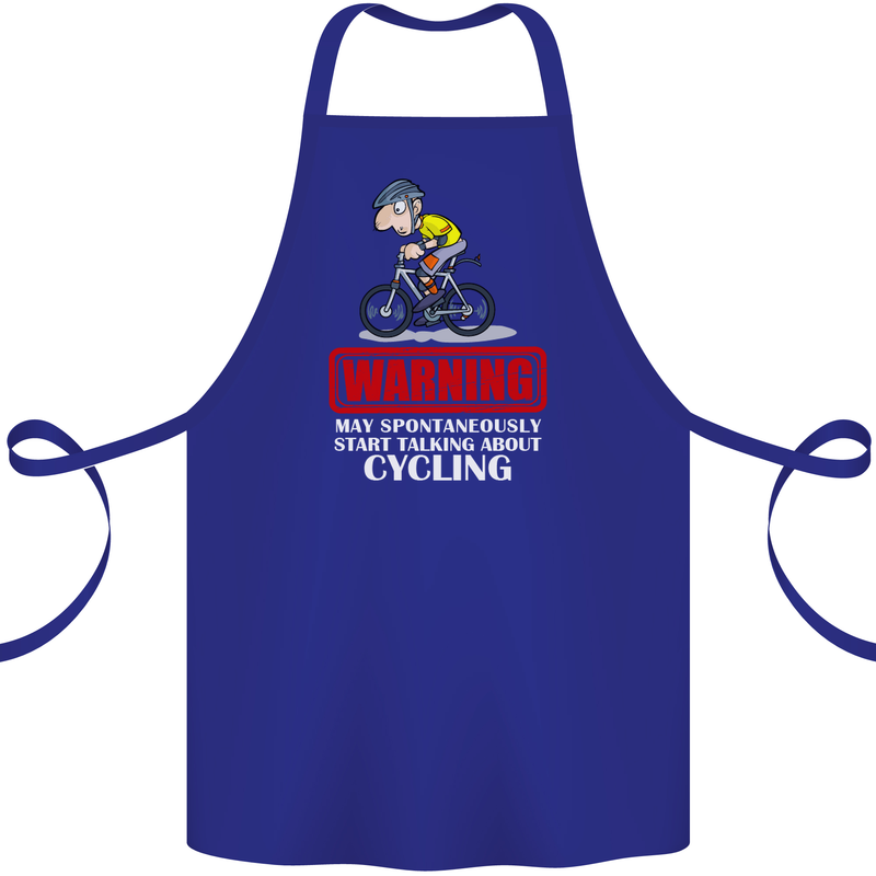 May Start Talking About Cycling Funny Cotton Apron 100% Organic Royal Blue