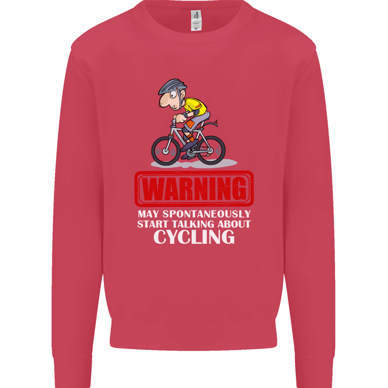 May Start Talking About Cycling Funny Kids Sweatshirt Jumper Heliconia