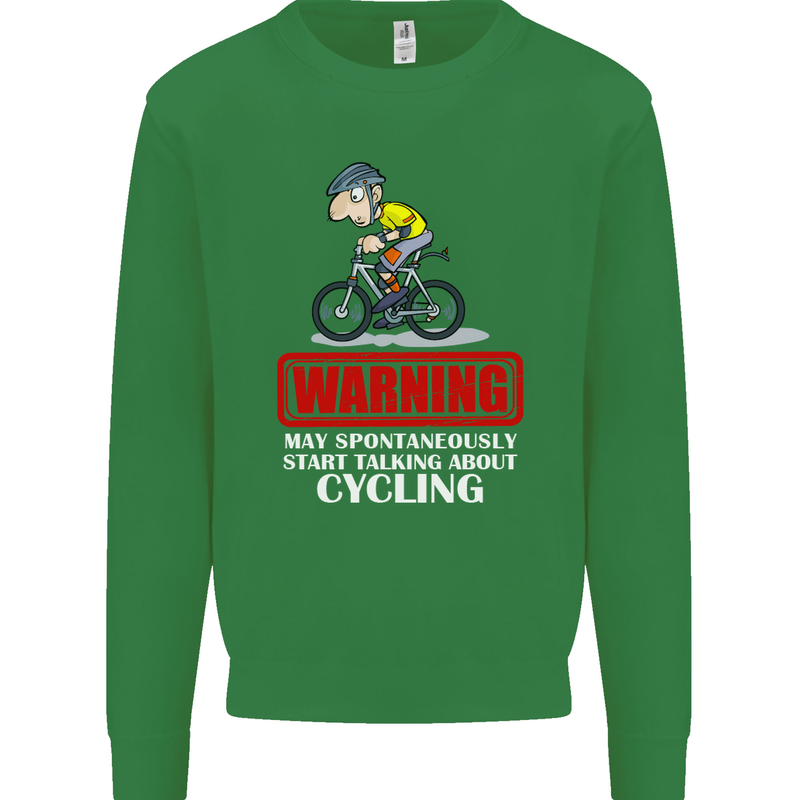 May Start Talking About Cycling Funny Kids Sweatshirt Jumper Irish Green