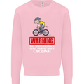 May Start Talking About Cycling Funny Kids Sweatshirt Jumper Light Pink