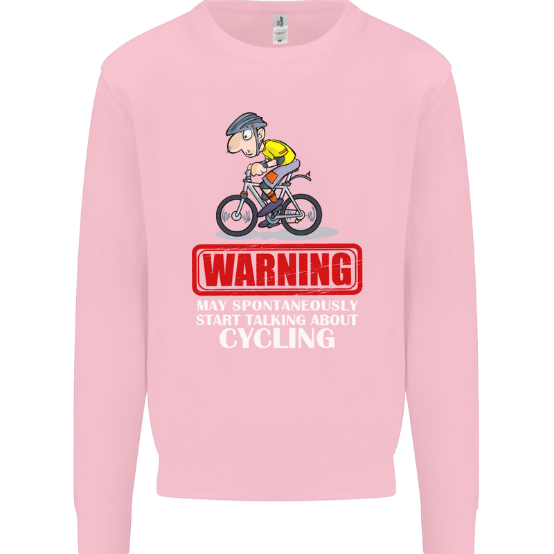 May Start Talking About Cycling Funny Kids Sweatshirt Jumper Light Pink
