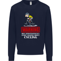 May Start Talking About Cycling Funny Kids Sweatshirt Jumper Navy Blue