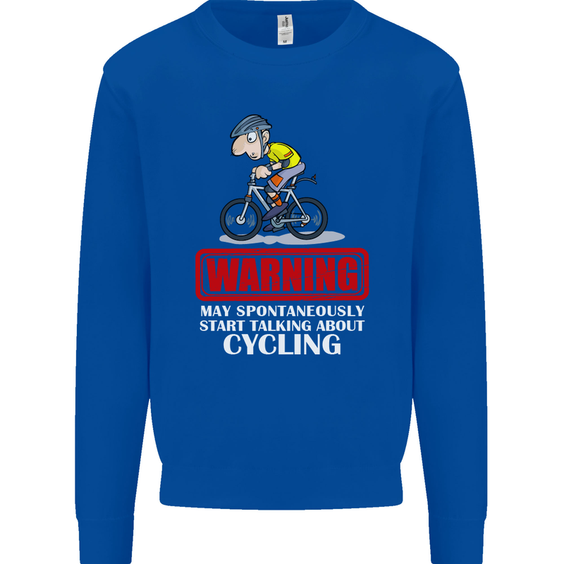 May Start Talking About Cycling Funny Kids Sweatshirt Jumper Royal Blue