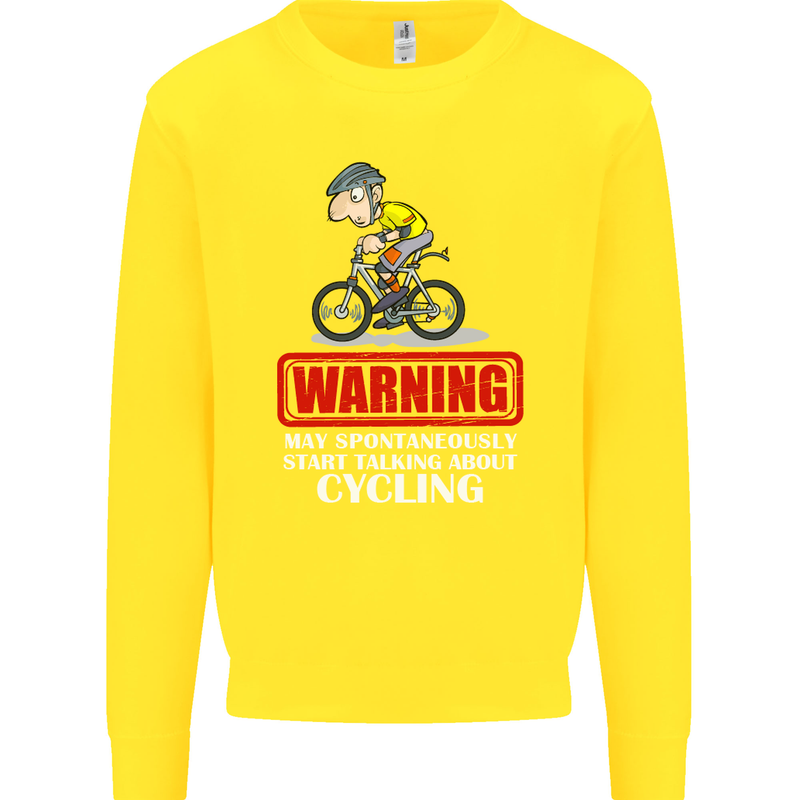 May Start Talking About Cycling Funny Kids Sweatshirt Jumper Yellow