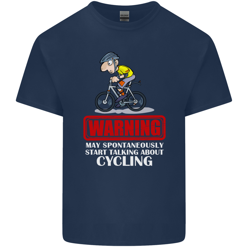 May Start Talking About Cycling Funny Kids T-Shirt Childrens Navy Blue